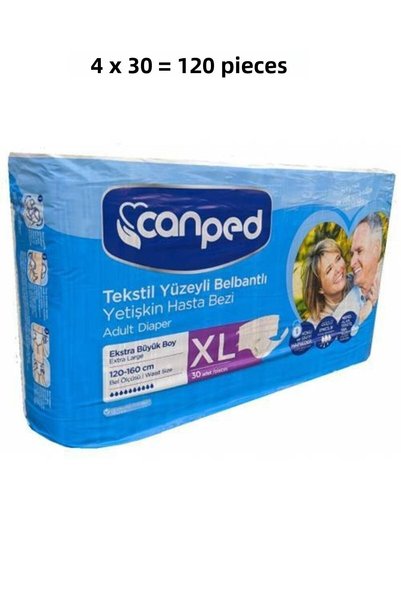 Canped Xlarge Patient Diapers with Waistband Extra Large Band Advantage Package 30 Pieces Lux 4 Packs Total 120 Pieces