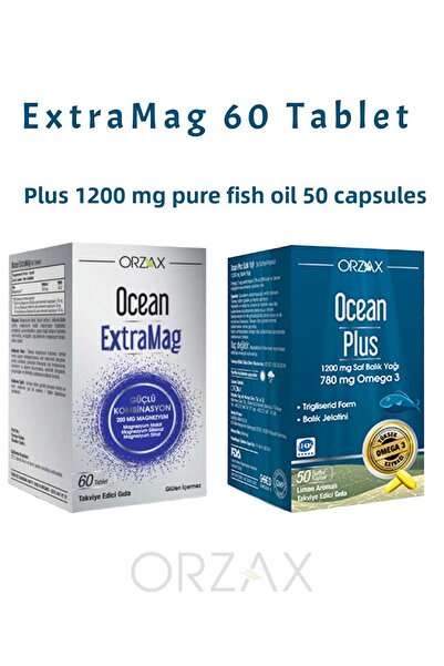 Ocean ExtraMag - 60 قرص مغنيسيوم + بلس 1200 مجم زيت سمك نقي 50 كبسولة + جل من...