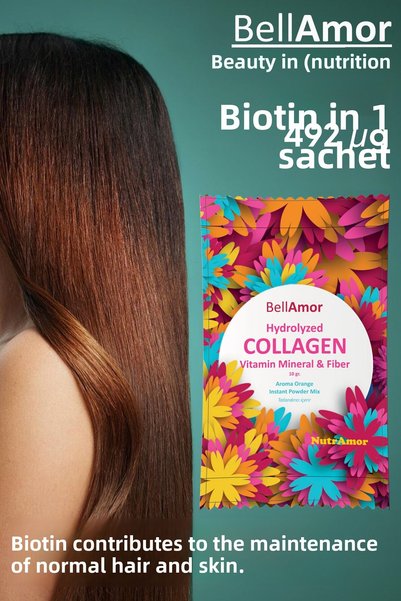 NutrAmor Bellamor Hydrolyzed Collagen Vitamin Mineral & Fiber (30 PCS X 10 GR) Collagen