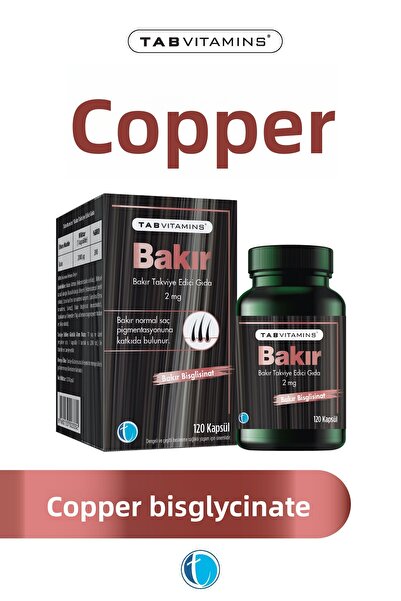 Tabvitamins نحاس 120 كبسولة عشبية نحاس بيسجليسات 2 ملغ