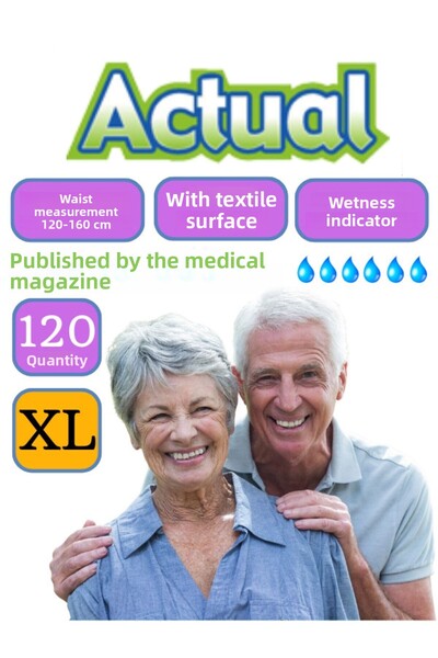 medikalcin حفاضات Actuel للمريض - 120 قطعة (XL) مقاس، 4 عبوات مع حزام خصر
