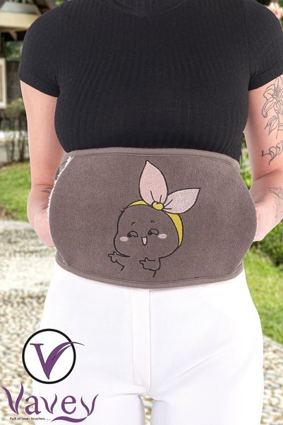 VAVEY Thermogel Menstrual Pain Relief Abdominal Belt-Hot and Cold Therapy Special Day Corset with Ribbon for Girls Brown