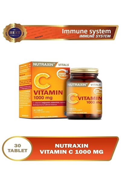 Nutraxin فيتامين سي 1000 ملجم 30 قرصًا مكملًا غذائيًا يحتوي على فيتامين سي