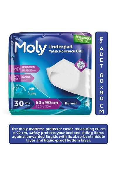 Moly 60X90 cm Mattress Protector Cover - 30Pcs