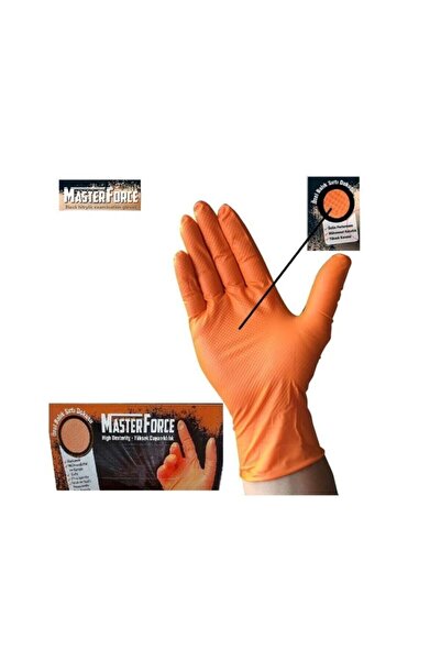 Has-Pet Masterforce Orange Nitrile Gloves (Size L) 50 Pieces