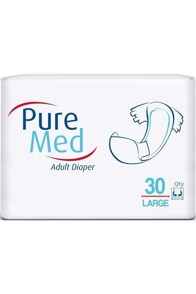 Puremed Patient Diapers with Waistband Textile Surface Large L-Large 240 Pieces (8Pk*30)