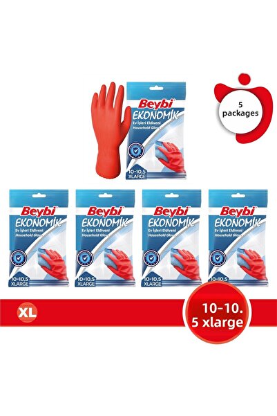 Beybi قفازات التنظيف والأطباق الاقتصادية مقاس XL 10-10,5 - 5 أزواج