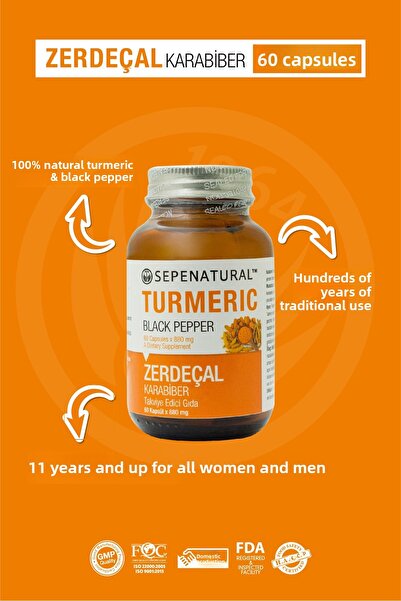 Sepe Natural Turmeric Black Pepper - 60 Capsules 880 mg Curcumin
