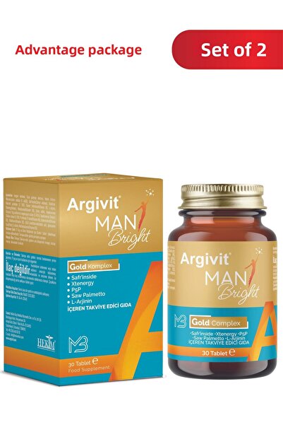 Argivit مان برايت جولد كومبلكس 2 عبوة - مكمل غذائي يحتوي على البيوتين والنياس...