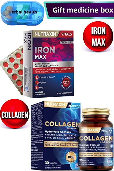 Nutraxin Iron Max Nutraxin Hydrolyzed Collagen - 30 Tablets (Type1-Type3)