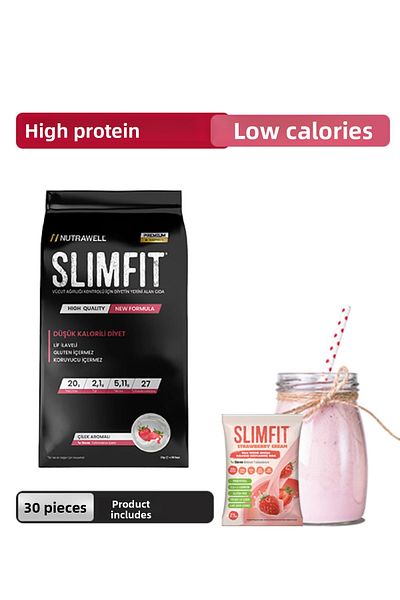 Nutrawell Slimfit Strawberry 30 Meal - Meal Replacement Shake Meal Powder Protein Nutritional