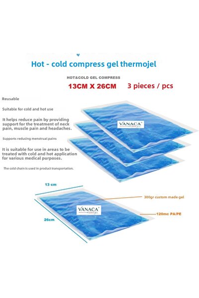 Vanaca Grup 5 PCS Cold and Hot Compress Gel - Thermogel, Reused, Ice Pack 13cmx26cm