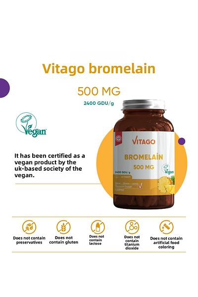 Vitago 500 ملغ بريميوم بروميلين - 60 قرص