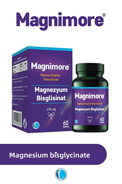 Magnimore Magnesium Bisglycinate 60 Herbal Capsules 120 Mg
