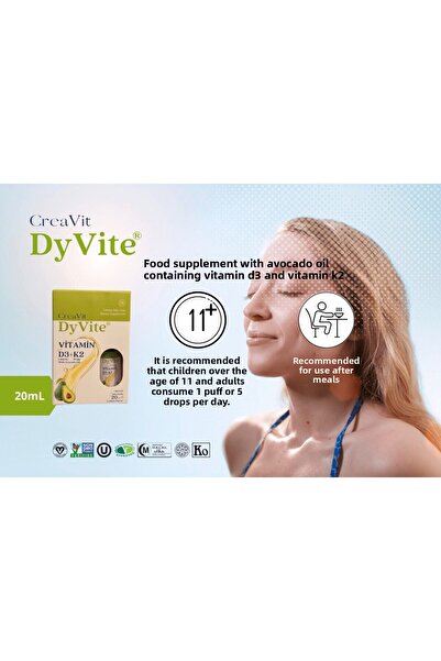 Creavit Vitamin Dyvite ® Vitamin D3K2, Avocado Oily, Lemon Flavored Food Supplement 3 Pieces
