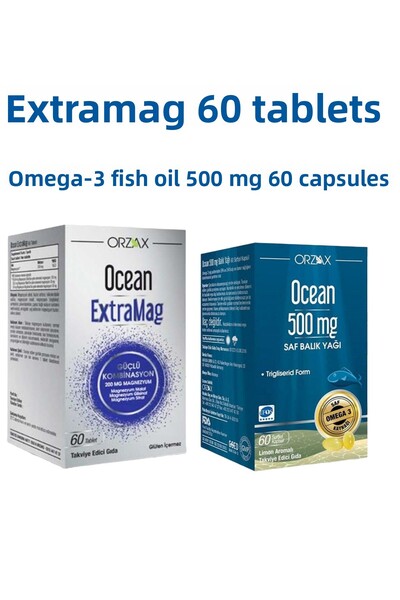 Ocean إكستراماج - 60 قرص مغنيسيوم + زيت سمك أوميجا 3 500 مجم 60 كبسولة + جل ت...