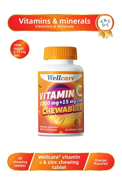 Wellcare Vitamin C 1000 Mg & 15 Mg Zinc Chewable Tablets - 30 Tablets