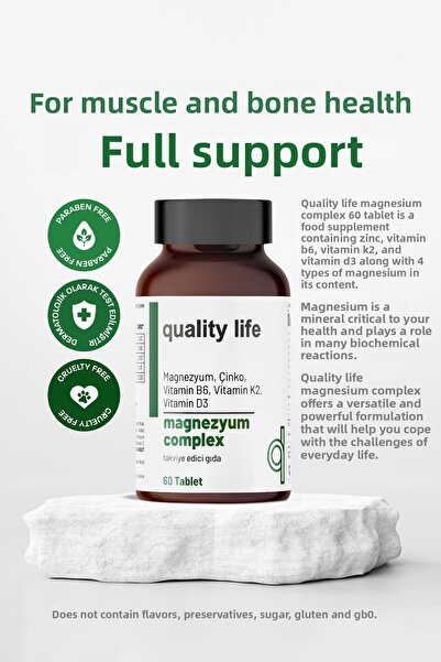 Quality Life Magnesium Citrate B6 D3 K2 Vitamin Magnesium Malat Bisglicinate Taurat Citrate Zinc Complex Tablet