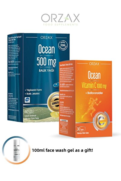 Ocean 500Mg Omega-3 Softgel and 1000Mg Vitamin C Tablet Combination