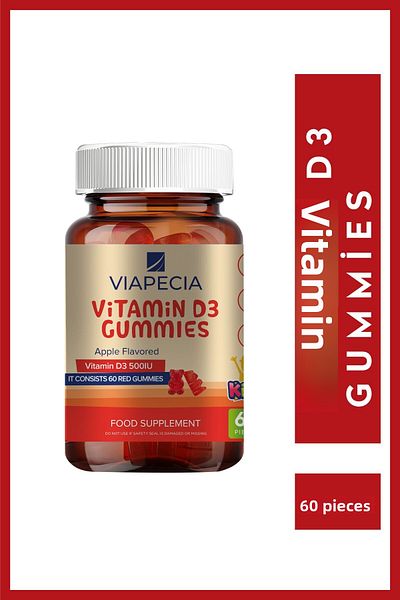 Viapecia Vitamin D3 in the form of Jelibon, Vitamin D deficiency, growth in children, 60 pieces.