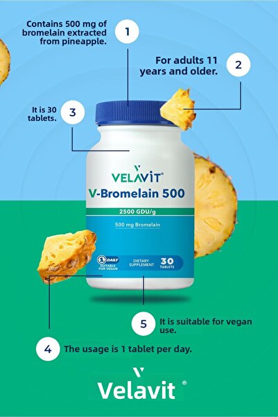 Velavit V-Bromelain 500 2500 Gdu/G 30 Tablets
