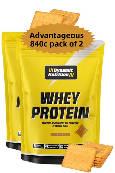 Dynamic Nutrition Whey Protein Powder - 420 g X 2 Pcs= 840 g - Biscuits - 28 Serve - 24 g High Protein