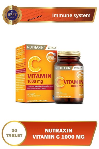 Nutraxin فيتامين سي 1000 ملجم 30 قرص - مكمل فيتامين سي مخزون متأرجح