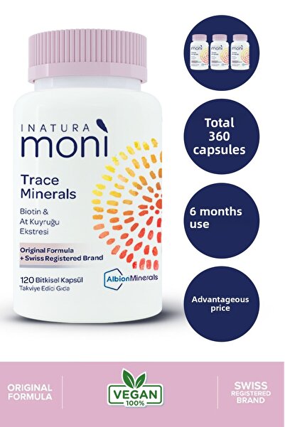 Inatura 3 عبوات 120 كبسولة موني معادن مقتفيّة بيوتين 5000، كروم، زنك، سيلينيو...