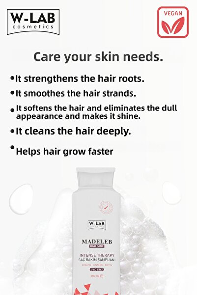 W-Lab Kozmetik Madeleb Intense Therapy Keratin Shampoo 300 ml