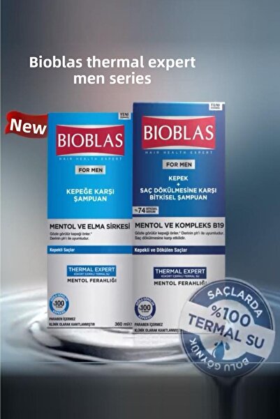 Bioblas Men's Menthol & Elda Vinegar B19 Shampoo - 360ml x 2 Pieces