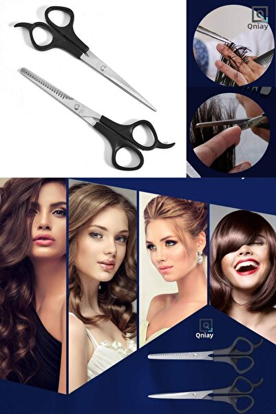 QNİAY Комплект за фризьорство Ножици за фризьорски салон Средни ножици Гребен 3-компонентен комплект Комплект ножици за подстригване