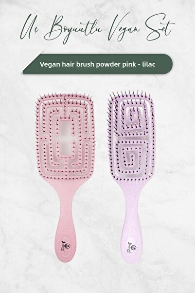 nascita Three-Dimensional Vegan Hair Brush Lilac and Powder Pink