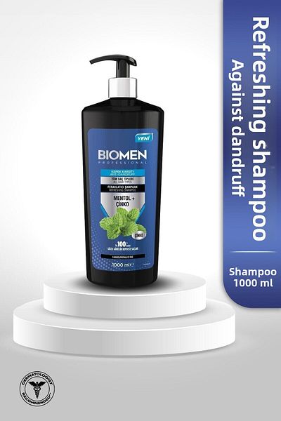 Biomen Professional Dandruff Refreshing Shampoo - Menthol & Zinc, 1000ml x 2 Pieces