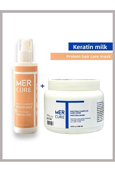 Mercure قناع احترافي للعناية بالشعر بالبروتين 500 مل + حليب الكيراتين 250 مل