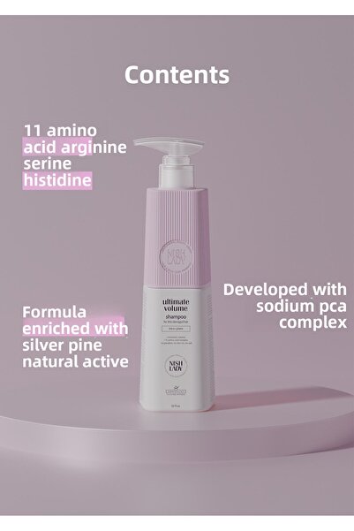 NISHLADY Ultimate Volume 500 ml - Volume Hair Care Shampoo for Volume-Free and Weak Hair