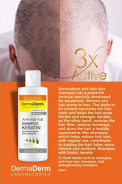 DermaDerm Biotin and Keratin Anti-Hair Loss Fast Hair Growth Plumping Repair Nourishing Shampoo