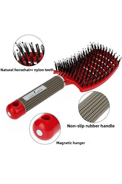 LAND OF MYTH Lom1076 Detangling Combing Brush, Antistatic, Ionic, For Adults & Children (red)