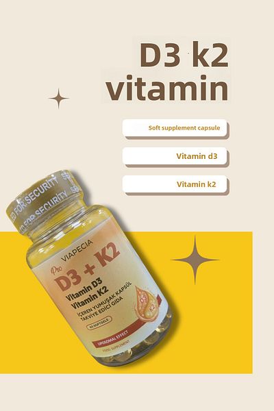 Viapecia D3+K2 Vitamin D3 Vitamin K2 Soft Supplement Capsule 60 Pieces