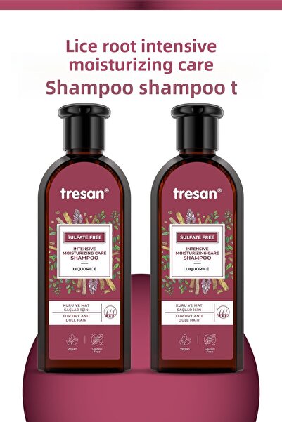 Tresan Licorice Root - Intensive Moisturizing Sulfate-Free Care Shampoo 300 ml x2 Pieces