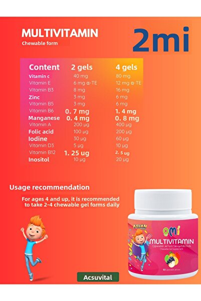 OMİ Omi - Soft Sugar Gel Form 60 with Multivitamins for Children -AslanTrt