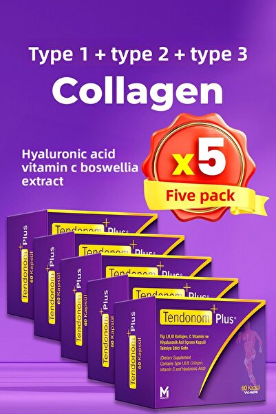 Tendonom Plus حمض الهيالورونيك بالكولاجين - النوع 1-2-3، 60 كبسولة × 5 قطع