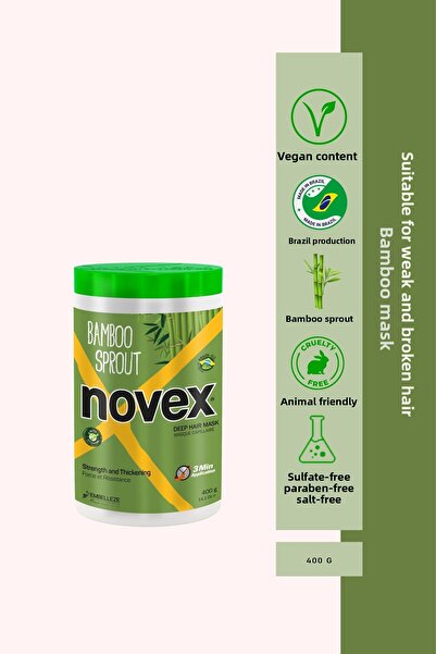 NOVEX بامبو سبروت - قناع للشعر يحتوي على براعم الخيزران للشعر الضعيف والمكسور...