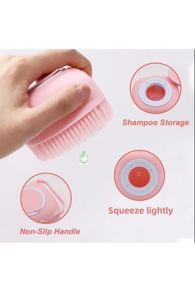 Hayveys home Bath Brush with Shower Gel Reservoir Washcloth Cat Dog Grooming Pad Comb