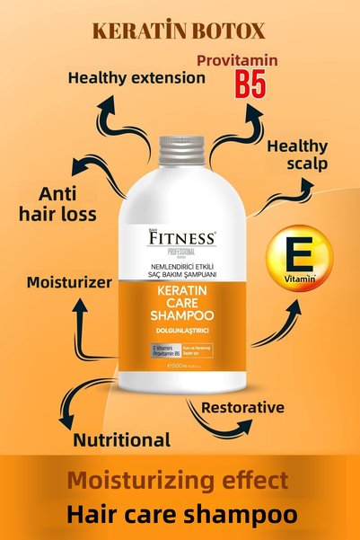 Fitness Professional Keratin Care Shampoo 500 ml Moisturizing, Plumping and Volumizing Effect
