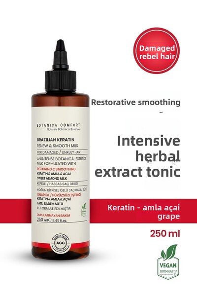 BOTANICA COMFORT حليب الكيراتين وزيت أملا لإصلاح الشعر - الشعر المعالج والتالف، 250 مل