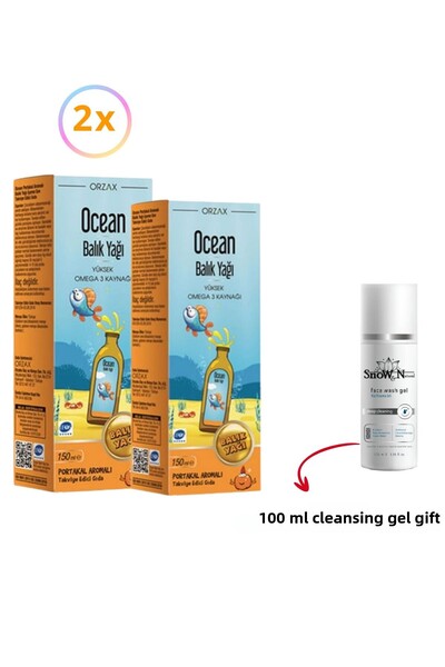 Ocean زيت السمك بيبي أوميجا 3 أروما 150 مل × 2 وجل تنظيف الوجه