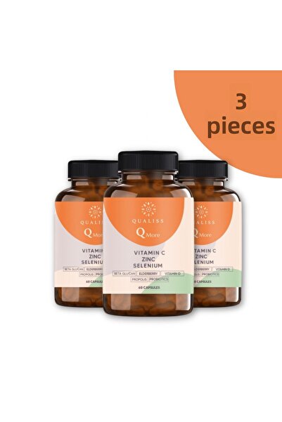 Qualiss كيو مور 60 كبسولة - فيتامين سي، دنج، بروبيوتيك، زنك وسيلينيوم مكمل غذائي