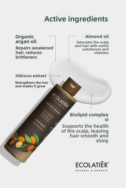 ECOLATIER Shampoo and Conditioner Set of 2 Organic Argan Oil Revitalizing Moisturizer