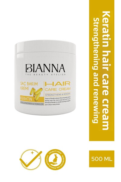 Bianna كريم العناية بالشعر بالكيراتين لتقوية وتجديد الشعر - 500 مل