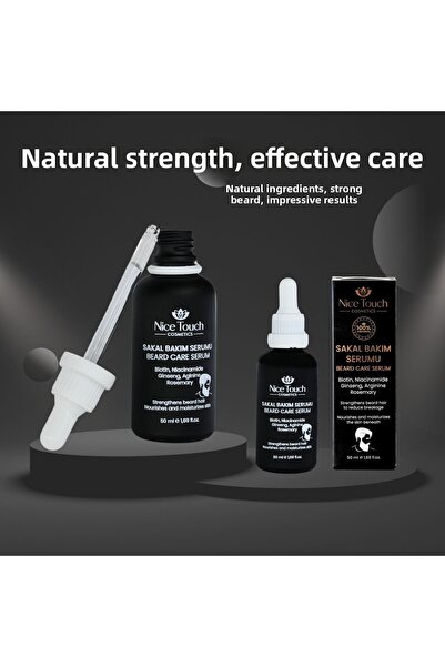 Nice touch سيروم نايس تاتش ثلاثي لتقوية اللحية والشارب 50 مل + أداة تدليك دير...